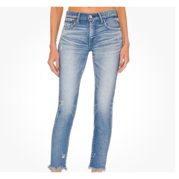 MOUSSY VINTAGE Diana Skinny Jeans Women's Size 30 Light Blue Wash Raw Hem - Picture 1 of 13
